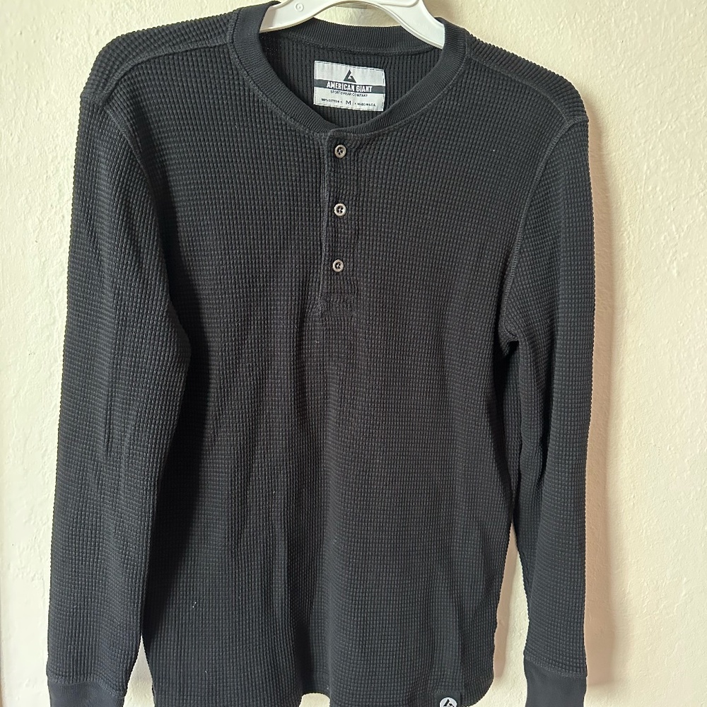 American Giant - Waffle Henley - Black